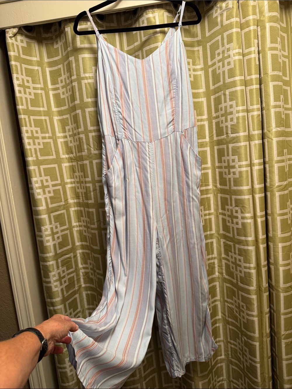 Striped Pastel Wide-Leg Jumpsuit in Light Blue